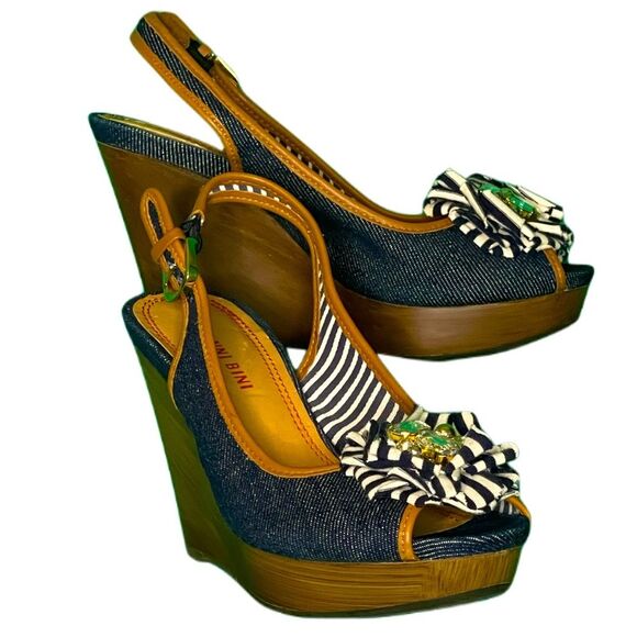 NWOB Giana Bini wedges sz 5 - Picture 1 of 14